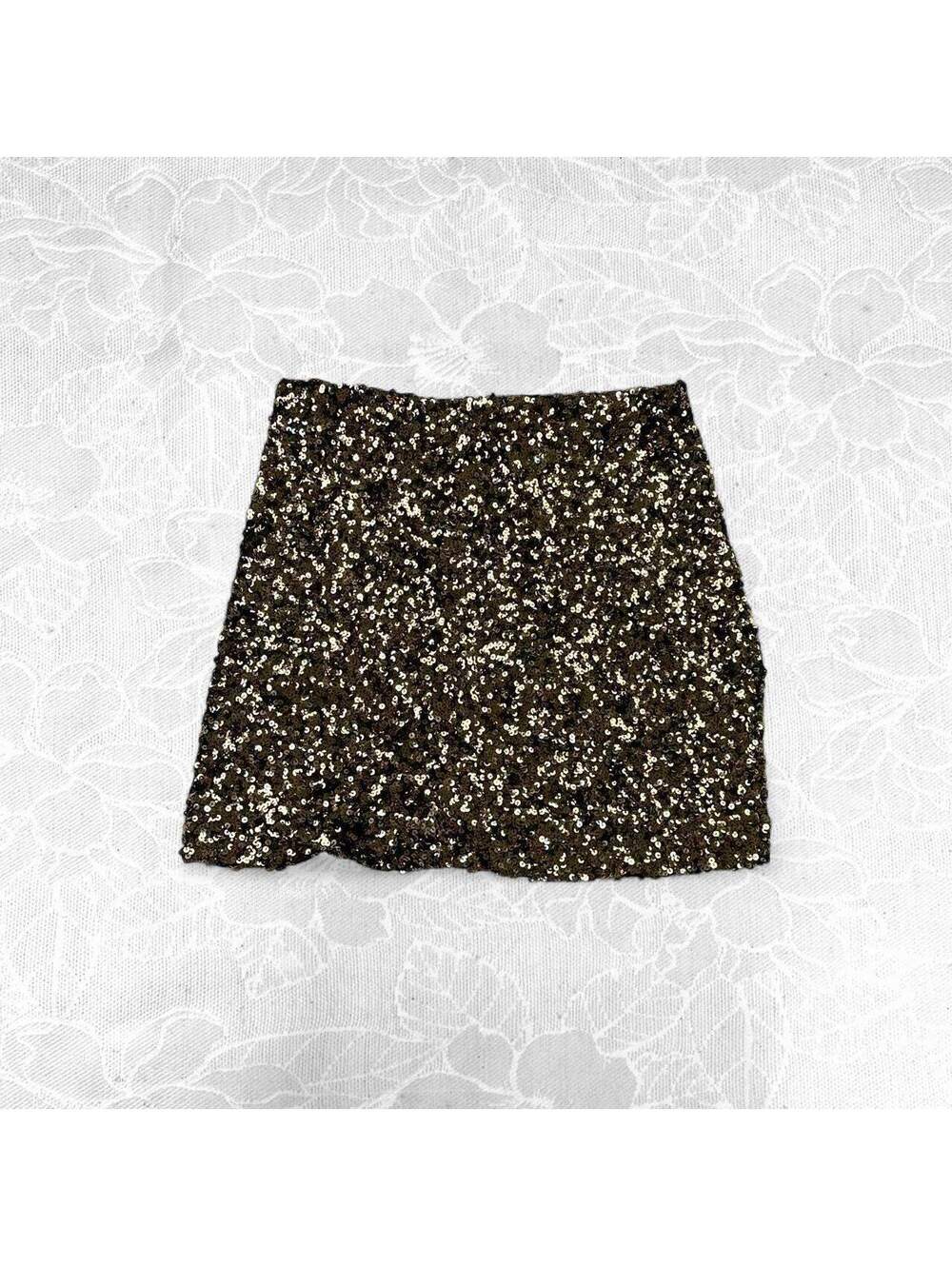 ZARA Gold Sequin Mini Skirt - M